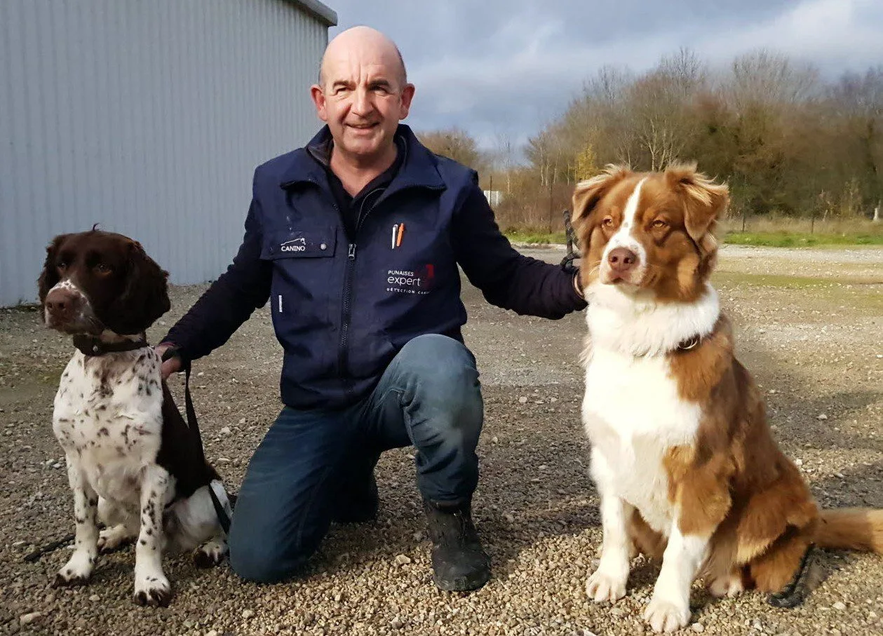 Emilio Sanchez et ses chiens de détection canine de punaises de lits