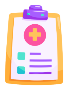 Illustration d'un clipboard médical avec une croix, représentant une fiche de suivi ou un rapport médical, utilisé pour la gestion des interventions et des traitements dans la détection des punaises de lit.