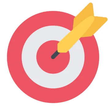 Illustration d'une cible rouge et blanche avec une flèche jaune atteignant le centre, symbolisant un objectif atteint.