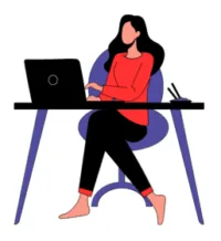 Capture decran 2024 12 17 105022 Illustration d'une femme travaillant sur un ordinateur, assise à un bureau.