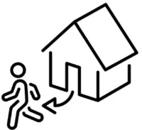 Capture decran 2024 12 17 105621 Pictogramme montrant une personne quittant une maison pour symboliser un départ ou un déplacement.