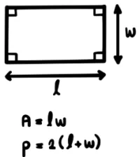 Capture decran 2024 12 17 110618 Dessin montrant un rectangle avec des dimensions et des formules pour aire et périmètre.