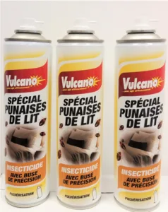 Aérosols insecticides Vulcano pour éliminer les punaises de lit.