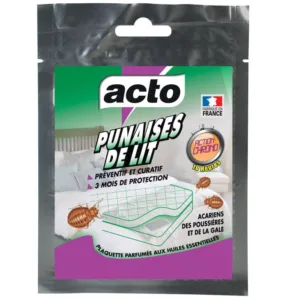 laquette Acto anti-punaises de lit avec action préventive et curative.