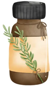 Flacon d’huile essentielle utilisé comme remède naturel contre les punaises de lit
